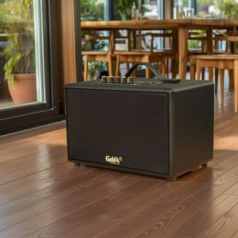 Loa Bluetooth G85 Goldsound, công suất 85w, Bass 4 inch, Treble 2 inch, 2 cổng micro, Bluetooth 5.0, thiết kế loa thùng gỗ cao 20 cm, rộng 32 cm, sâu 20 cm