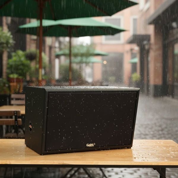 Loa ngoài trời V240NT Goldsound, công suất 240w, thiết kế chống nước, loa bass 25cm, loa mid 4 inch, treble 3 inch, kích thước rộng 52 cm, cao 32.9 cm, sâu 35 cm, bảo hành 12 tháng