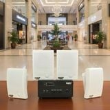 Dàn loa treo tường thông báo phát nhạc nền Gold4Office H4.0: Amply 150w + 4 loa hộp treo tường H15, Amply, loa được thiết kế riêng cho quán, bật lớn không tạp âm, bảo hành dài hạn 5 năm.