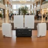 Dàn loa treo tường thông báo phát nhạc nền Gold4Office H4.0: Amply 150w + 4 loa hộp treo tường H15, Amply, loa được thiết kế riêng cho quán, bật lớn không tạp âm, bảo hành dài hạn 5 năm.
