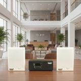 Dàn loa treo tường thông báo phát nhạc nền Gold4Office H2.0: Amply A2.0 + 2 loa hộp treo tường H15, Amply, loa được thiết kế riêng cho quán, bật lớn không tạp âm, bảo hành dài hạn 5 năm.
