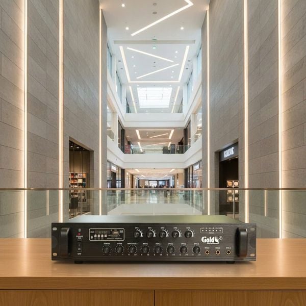Dàn loa âm trần thông báo, phát nhạc nền tự động: A280F Goldsound 280w + 6 loa âm trần VAT9, loa được thiết kế riêng cho quán, bật lớn không tạp âm, miễn phí công lắp đặt