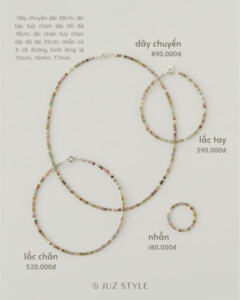  Set trang sức đá Tourmaline 2mm 