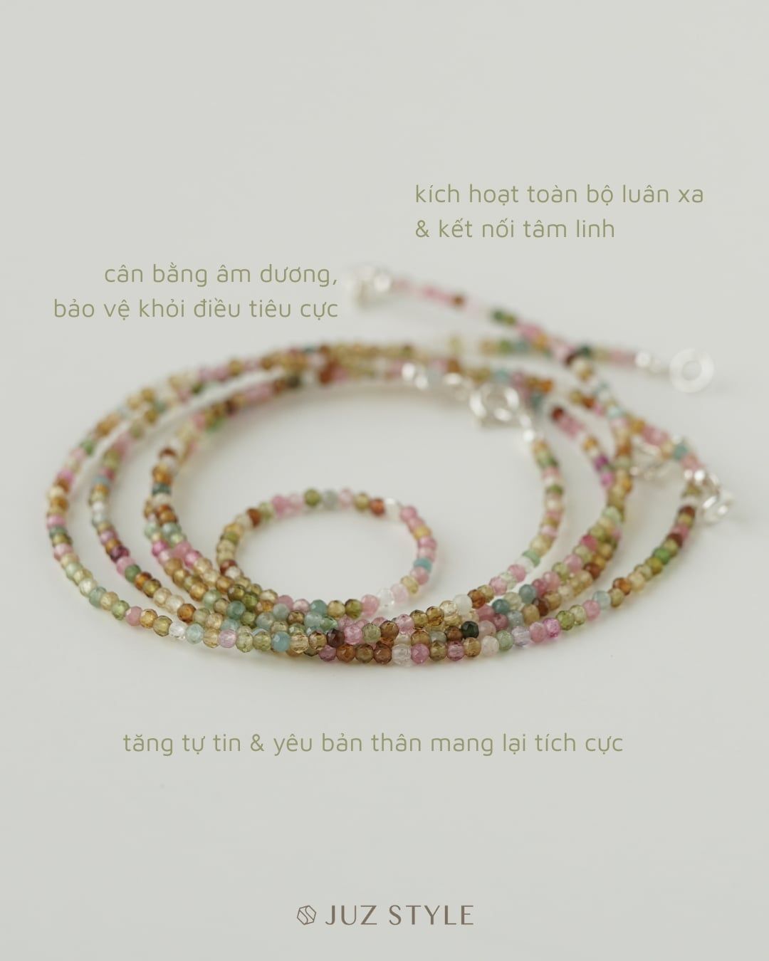 Set trang sức đá Tourmaline 2mm 