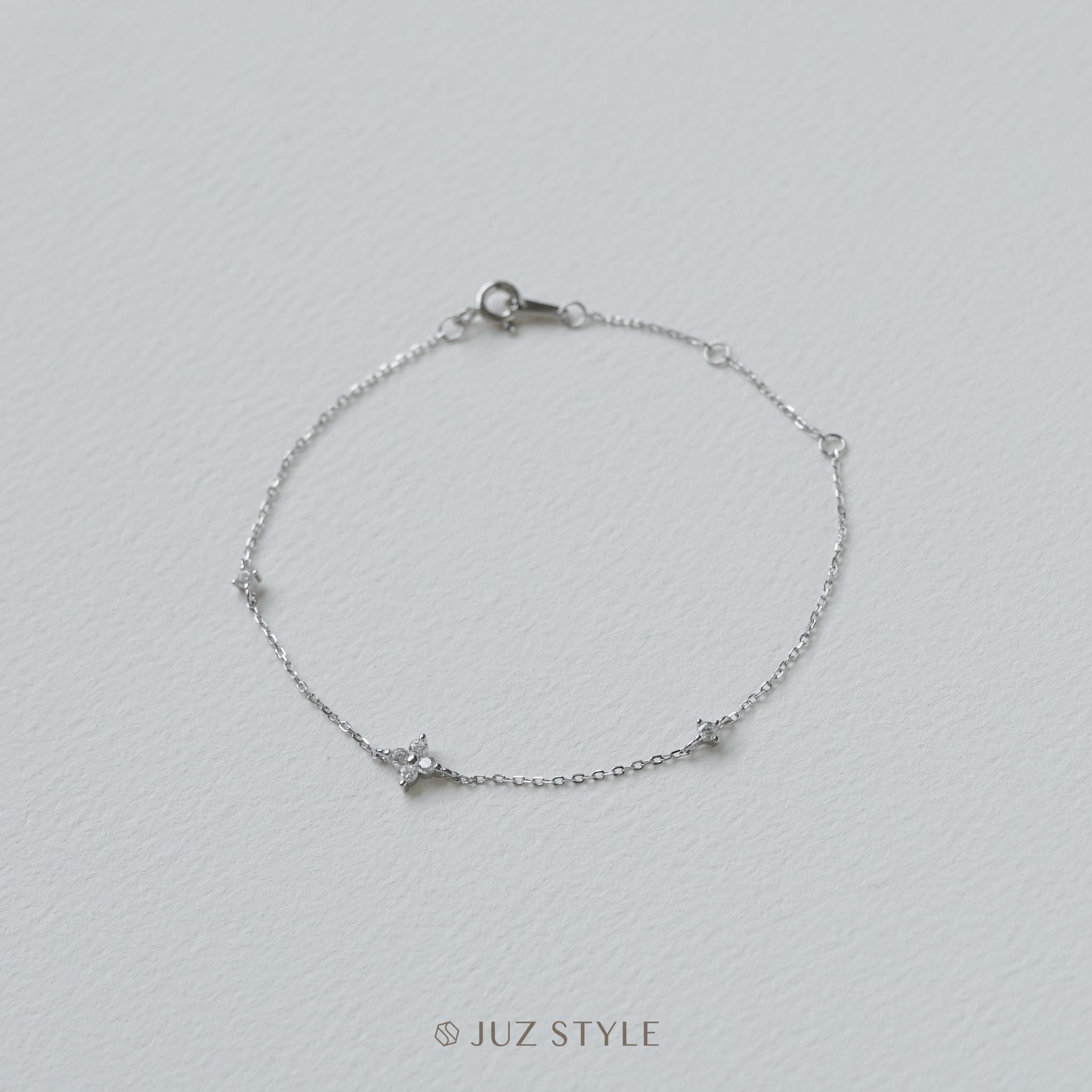  Lắc tay bạc Mini clover Cz 