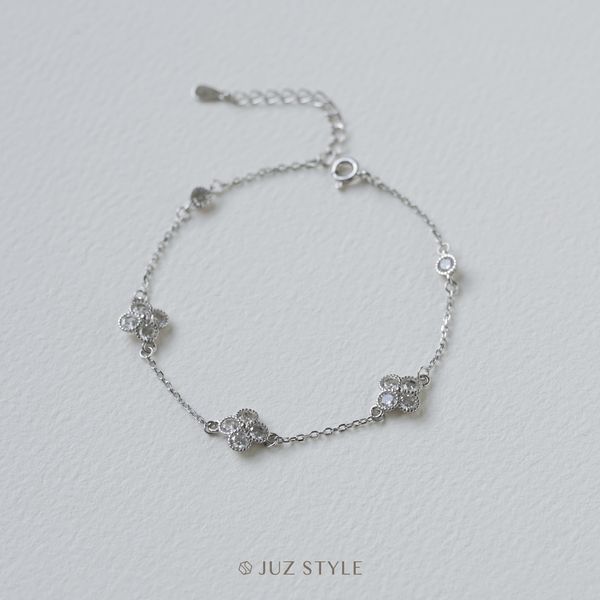  Lắc tay bạc Triple Clovers Cz 