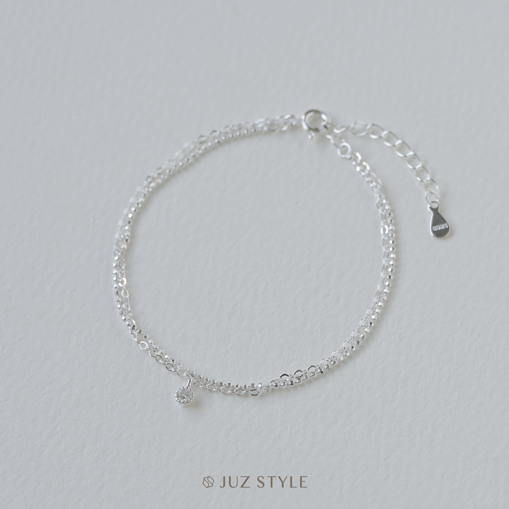  Lắc tay bạc Double chains Cz 