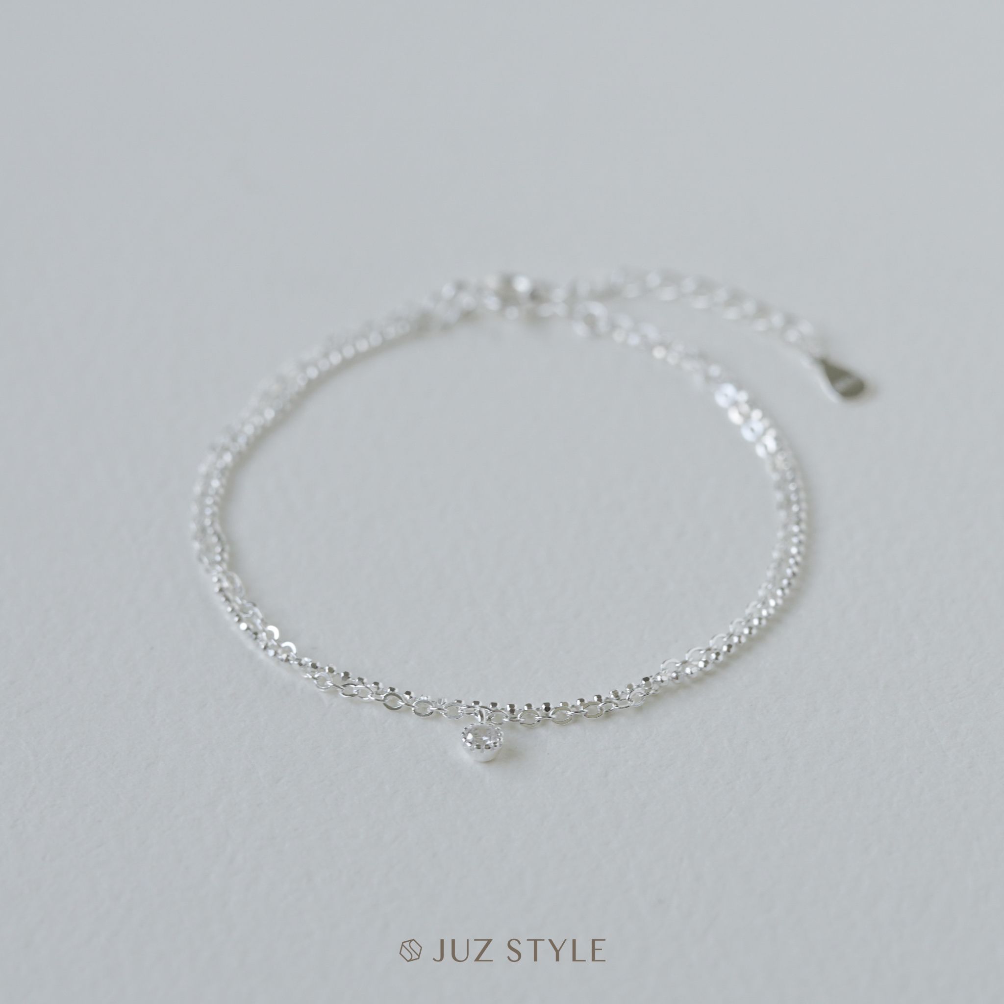 Lắc tay bạc Double chains Cz 