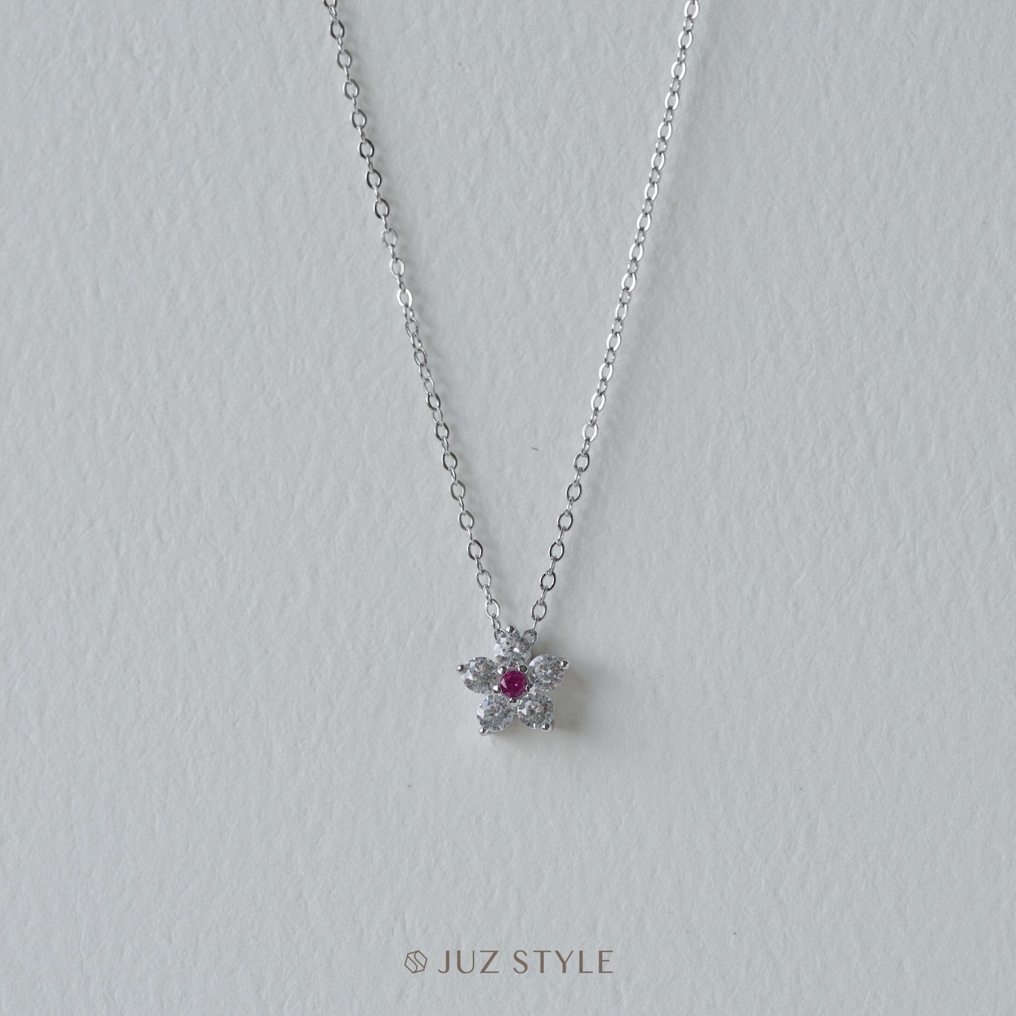  Dây chuyền bạc Flower Cz 