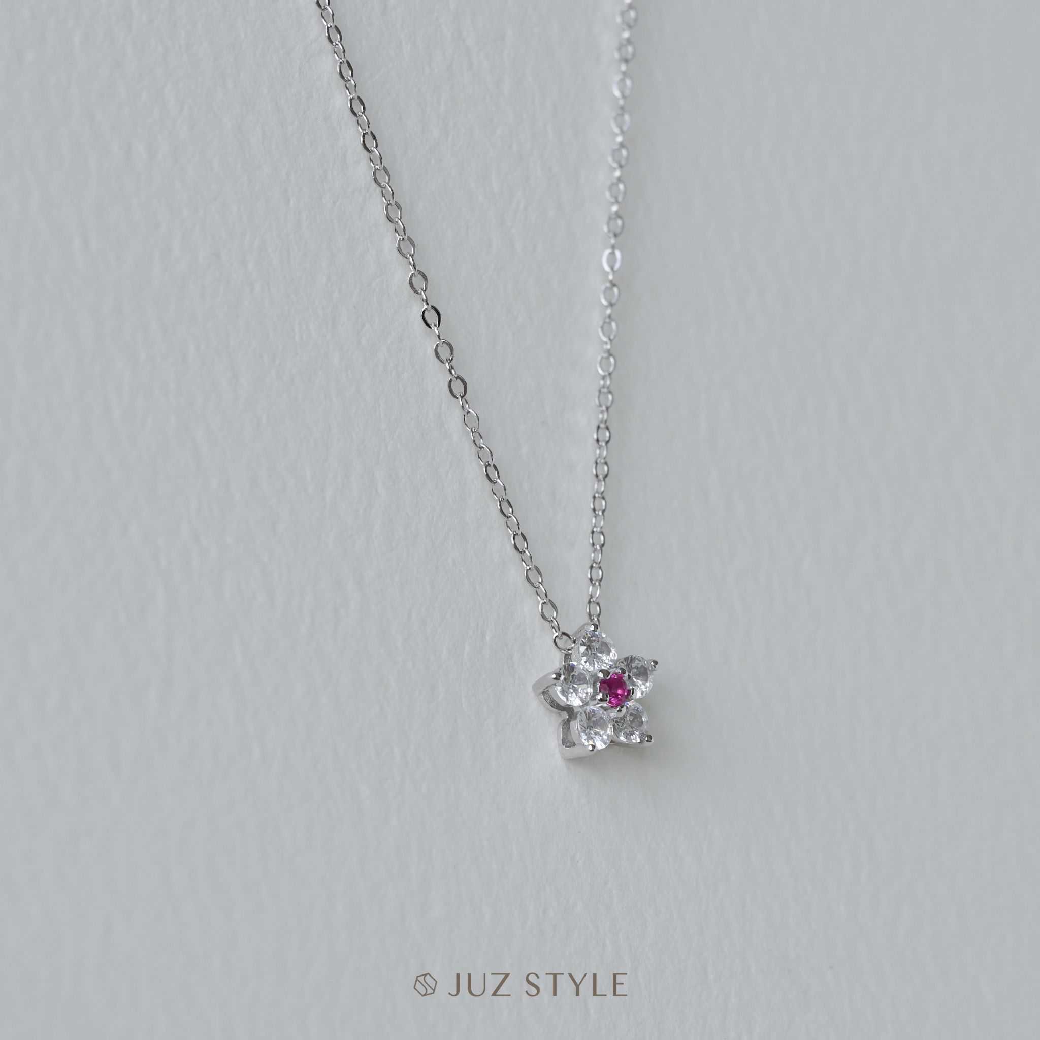  Dây chuyền bạc Flower Cz 