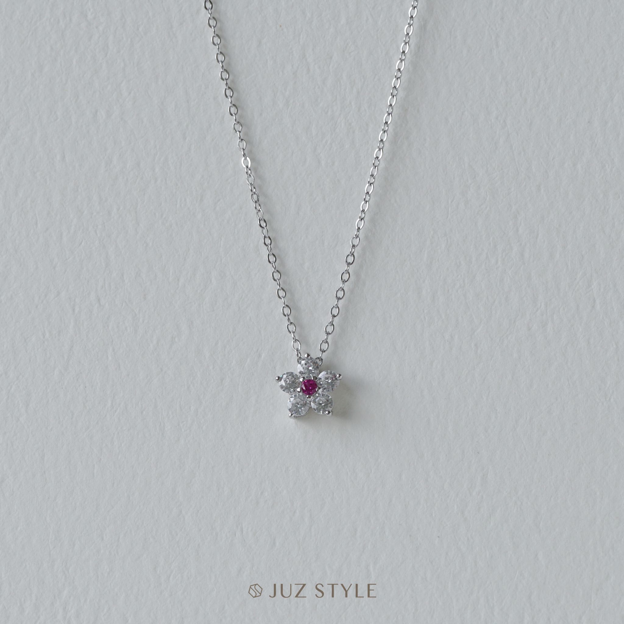  Dây chuyền bạc Flower Cz 
