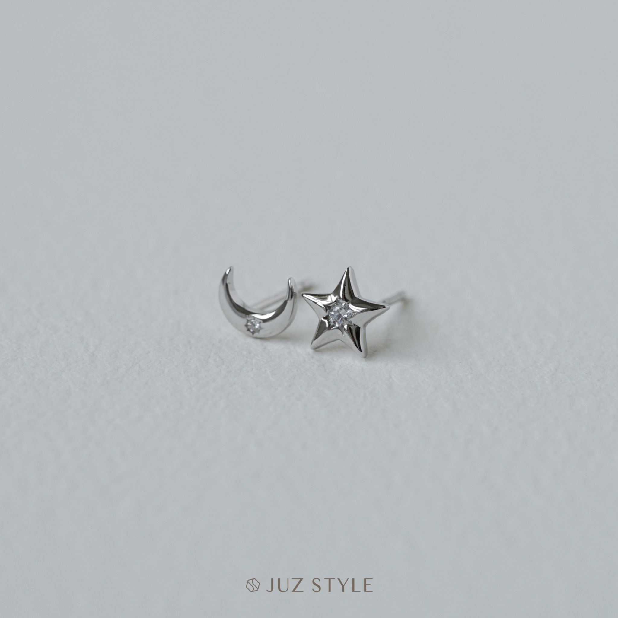  Bông tai bạc Crescent Star Cz 