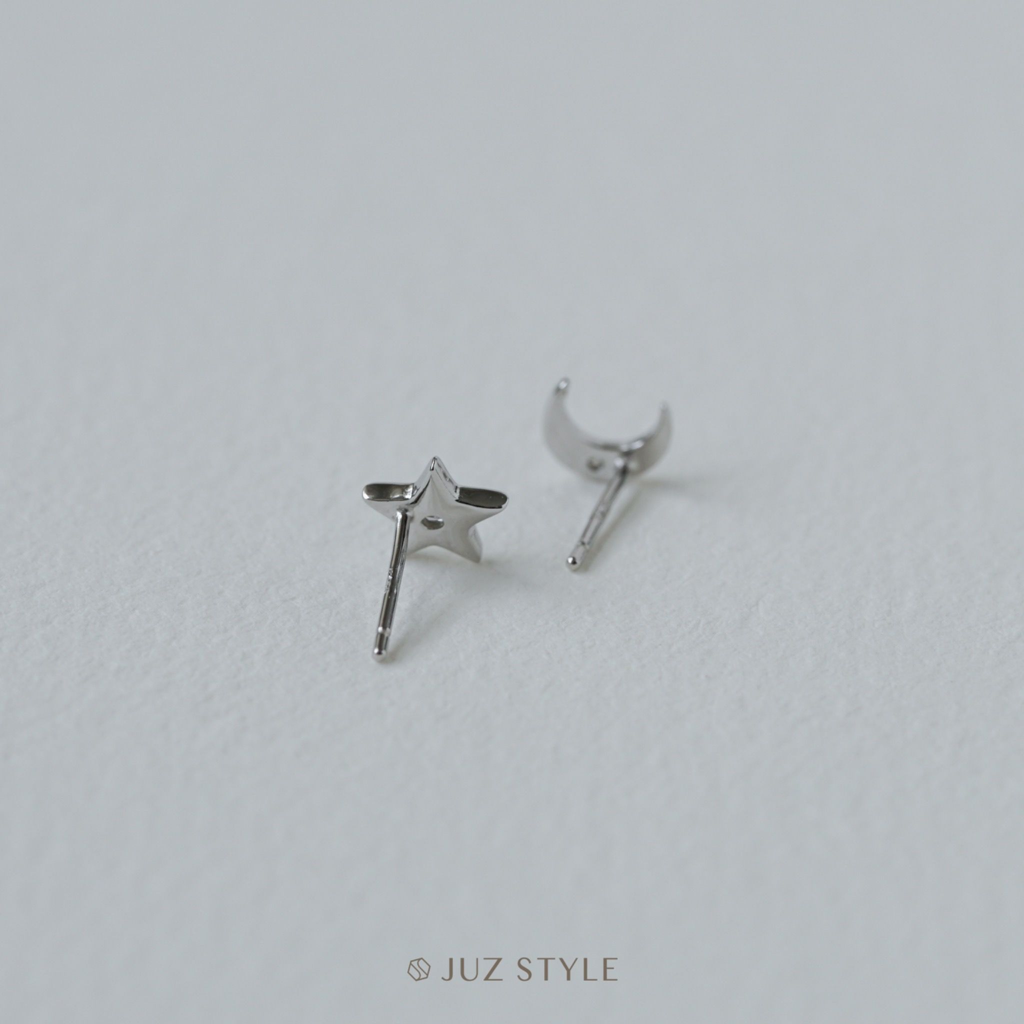  Bông tai bạc Crescent Star Cz 