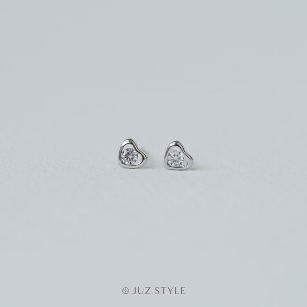  Bông tai bạc Heart Cz 