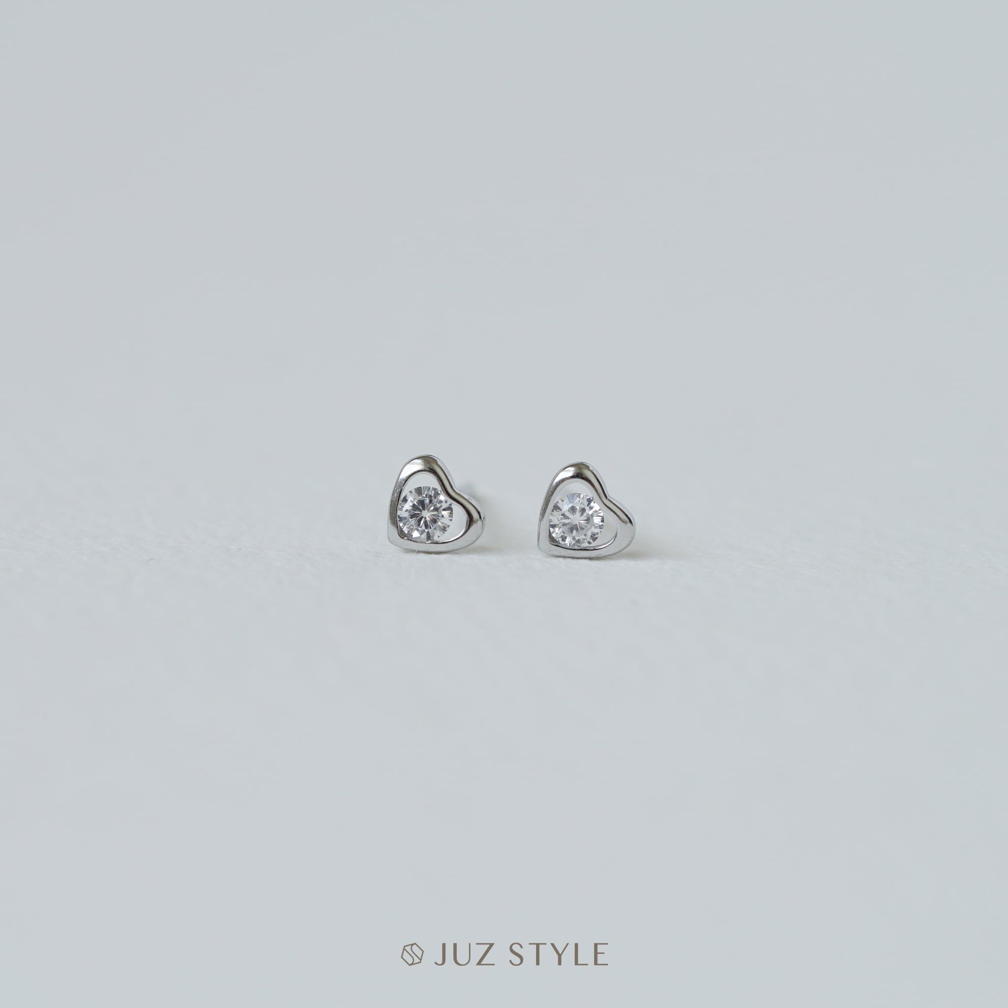  Bông tai bạc Heart Cz 