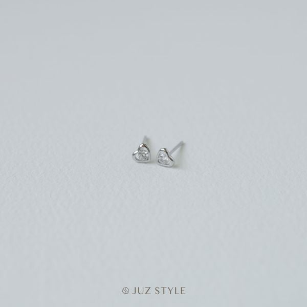  Bông tai bạc Heart Cz 