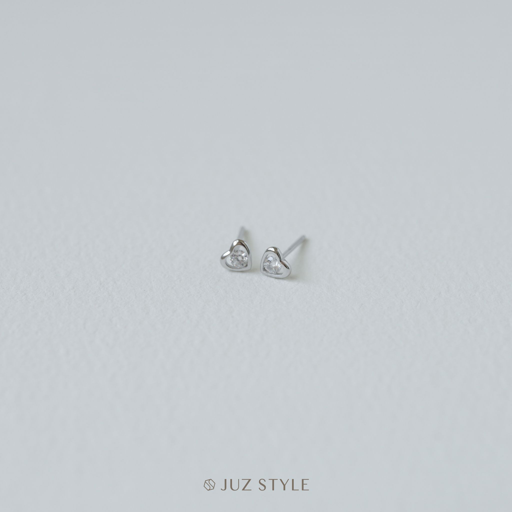  Bông tai bạc Heart Cz 