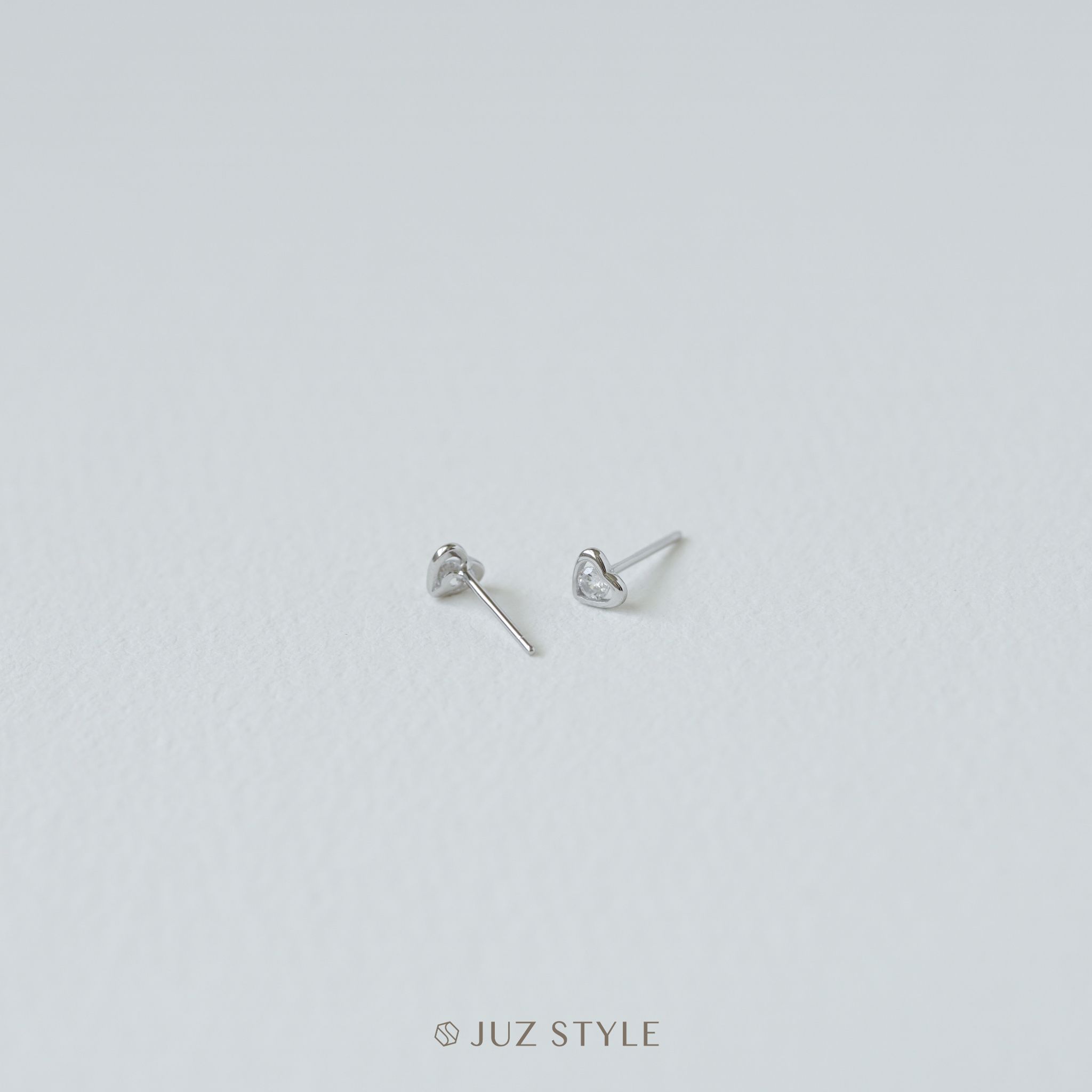  Bông tai bạc Heart Cz 