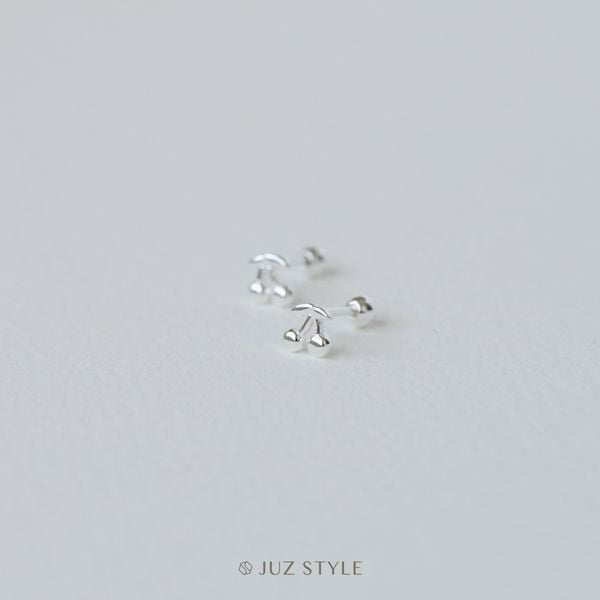  Bông tai bạc Cherries Ballstuds 