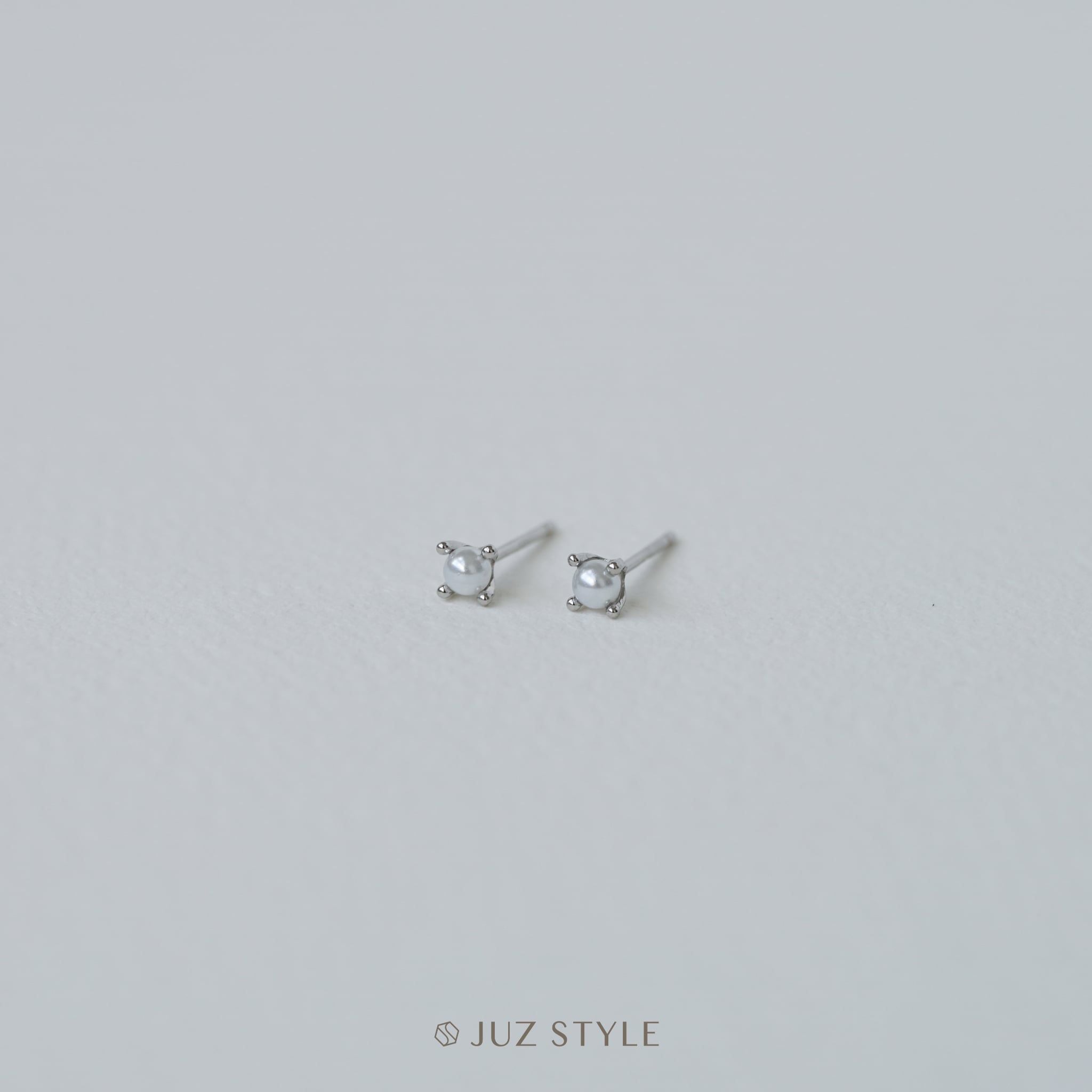  Bông tai bạc Faux Pearl 