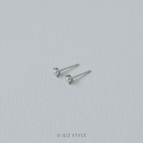  Bông tai bạc Faux Pearl 