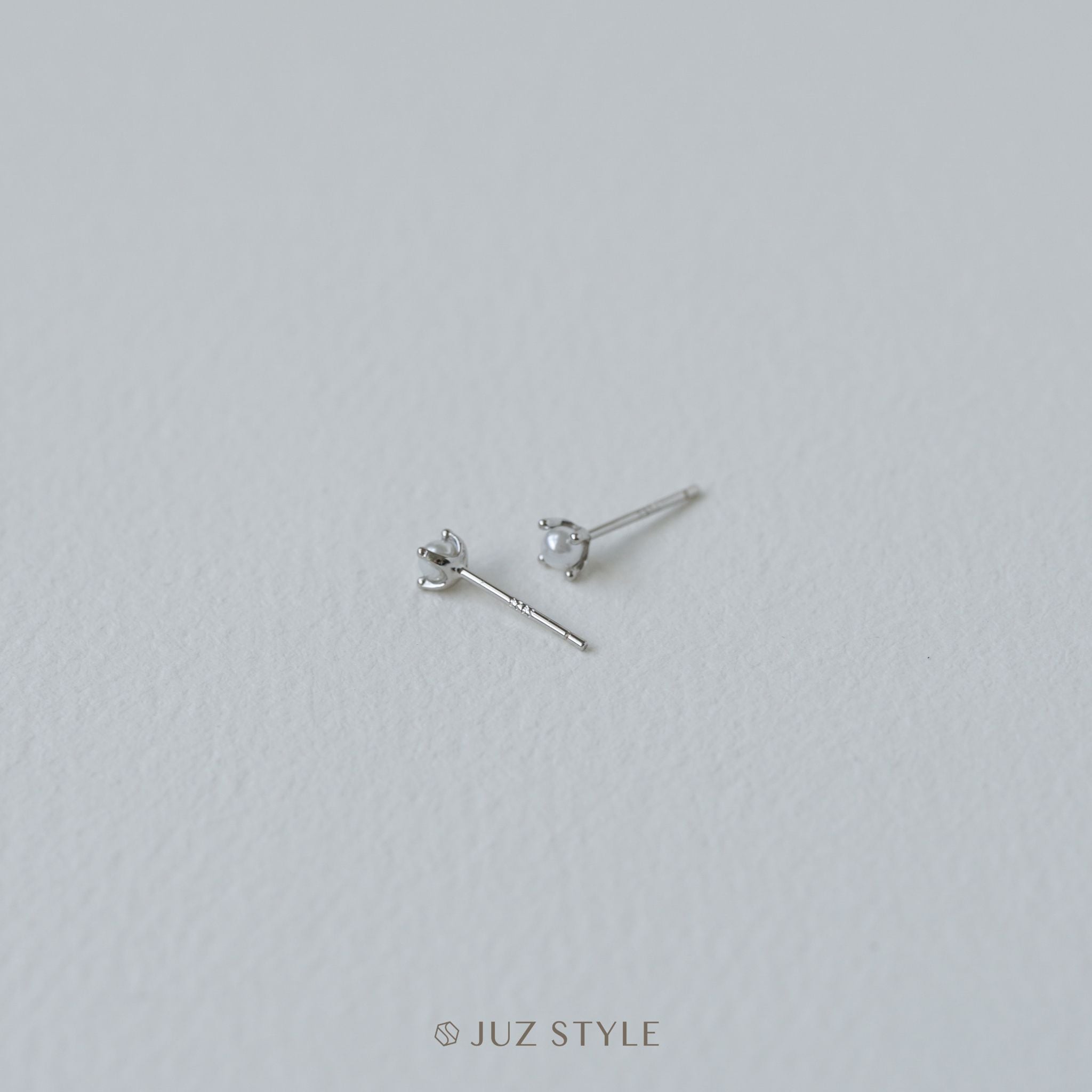  Bông tai bạc Faux Pearl 