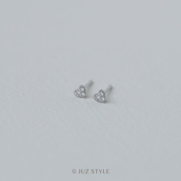  Bông tai bạc Heart Cz 