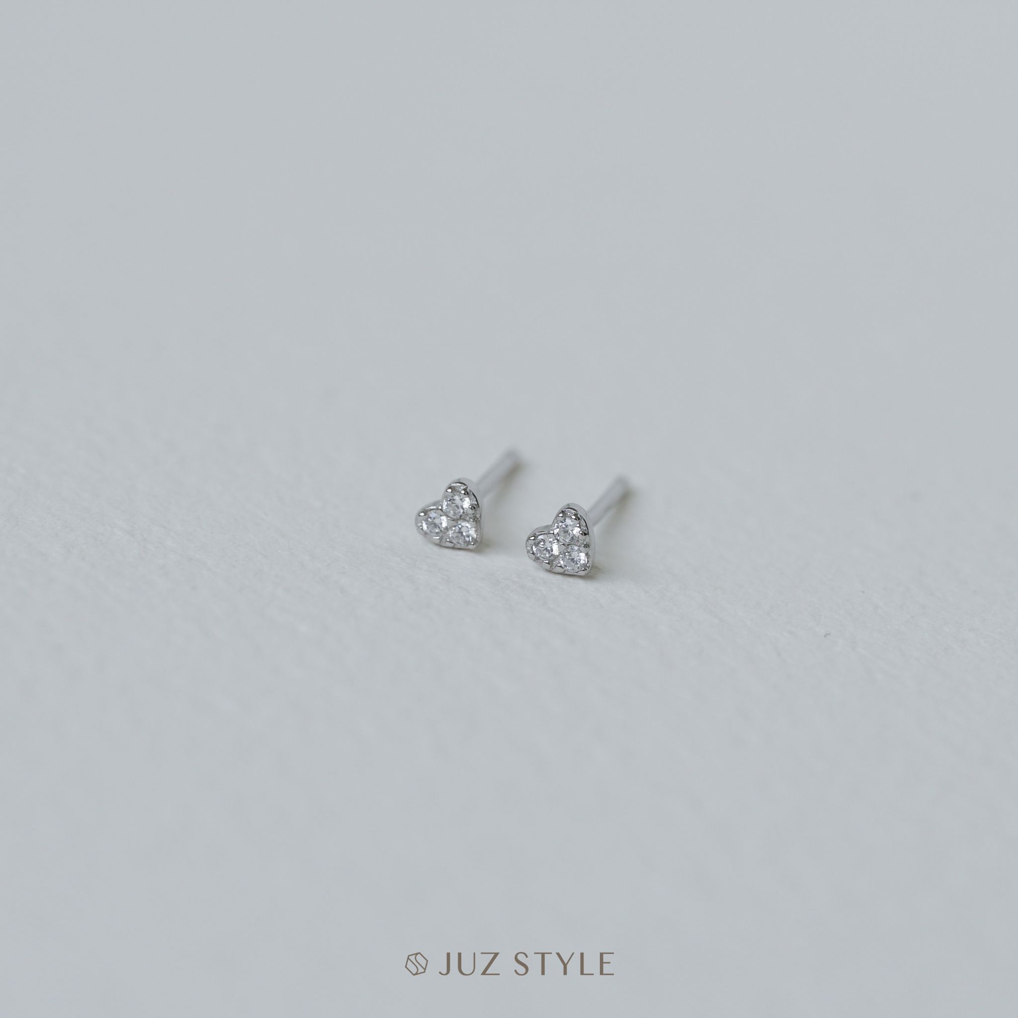  Bông tai bạc Heart Cz 