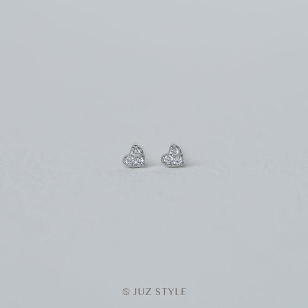  Bông tai bạc Heart Cz 