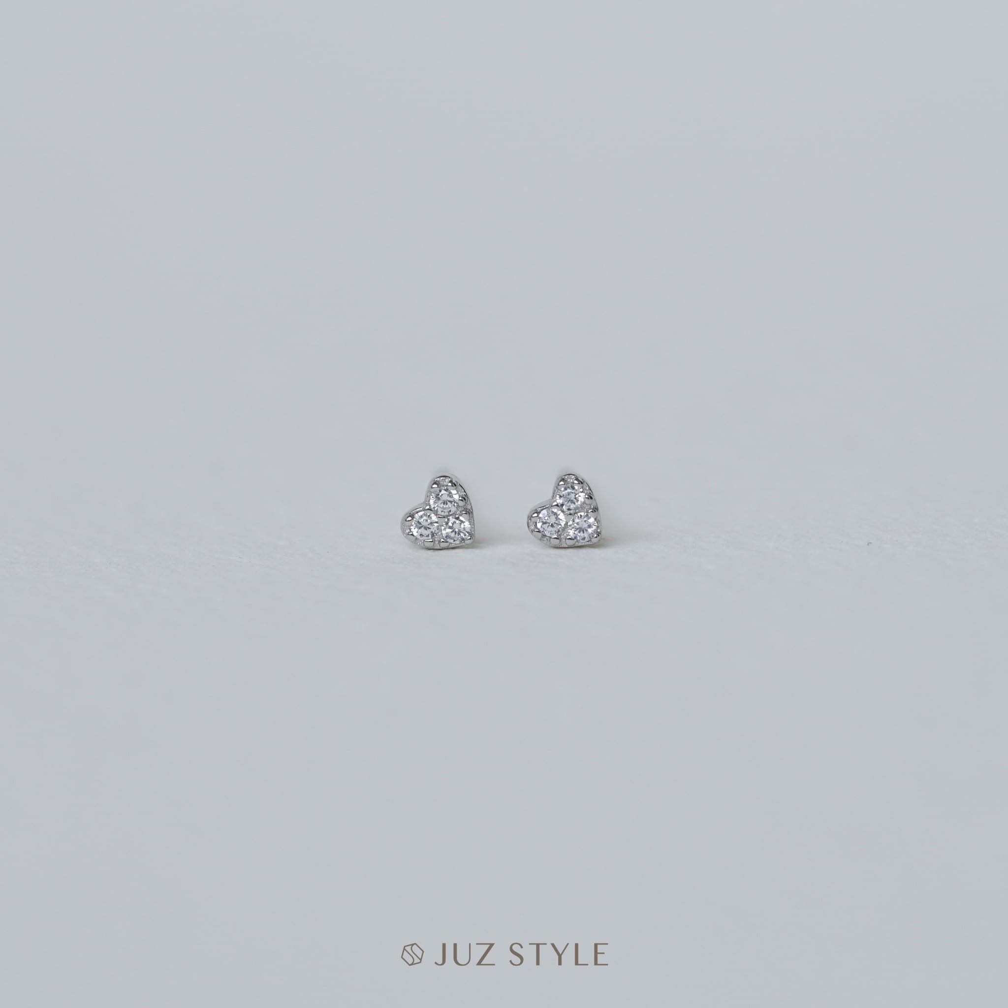  Bông tai bạc Heart Cz 
