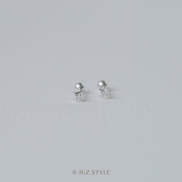  Bông tai bạc Light Cz Ballstuds 