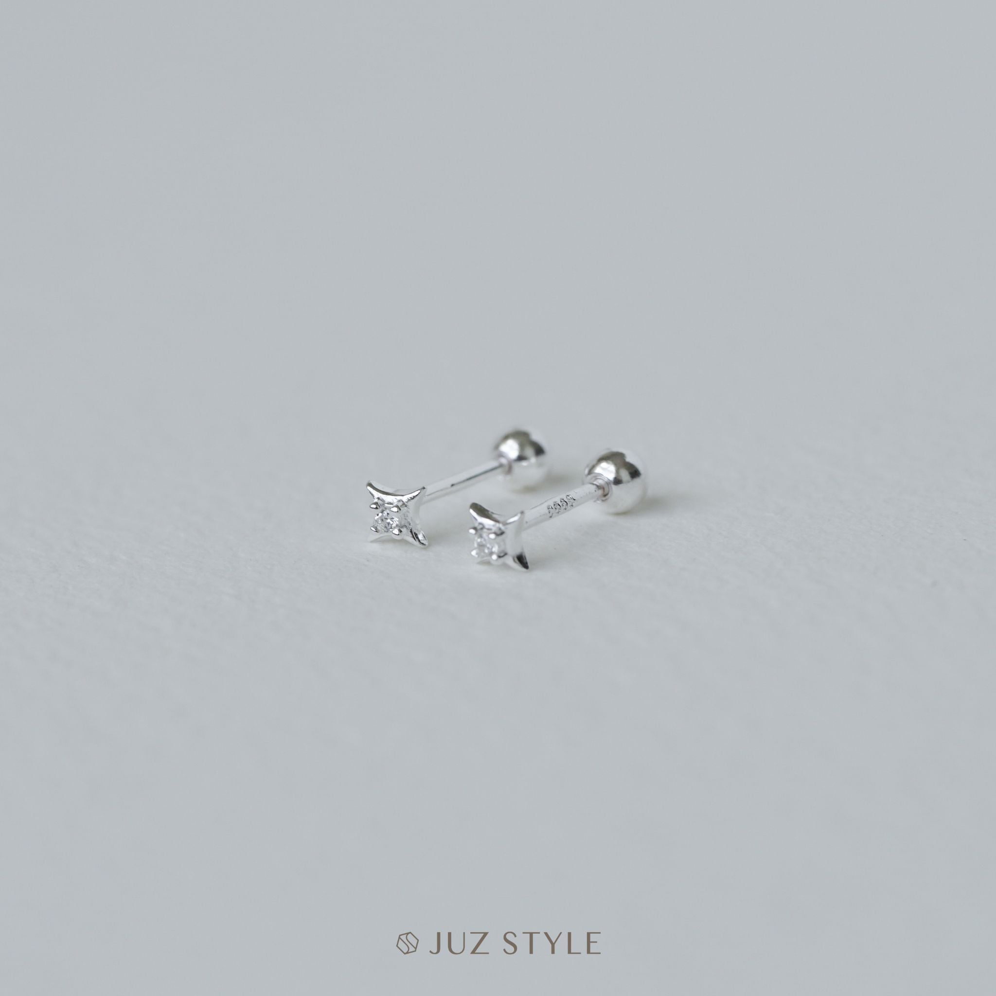  Bông tai bạc Light Cz Ballstuds 