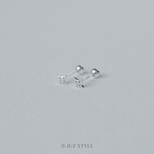  Bông tai bạc Light Cz Ballstuds 