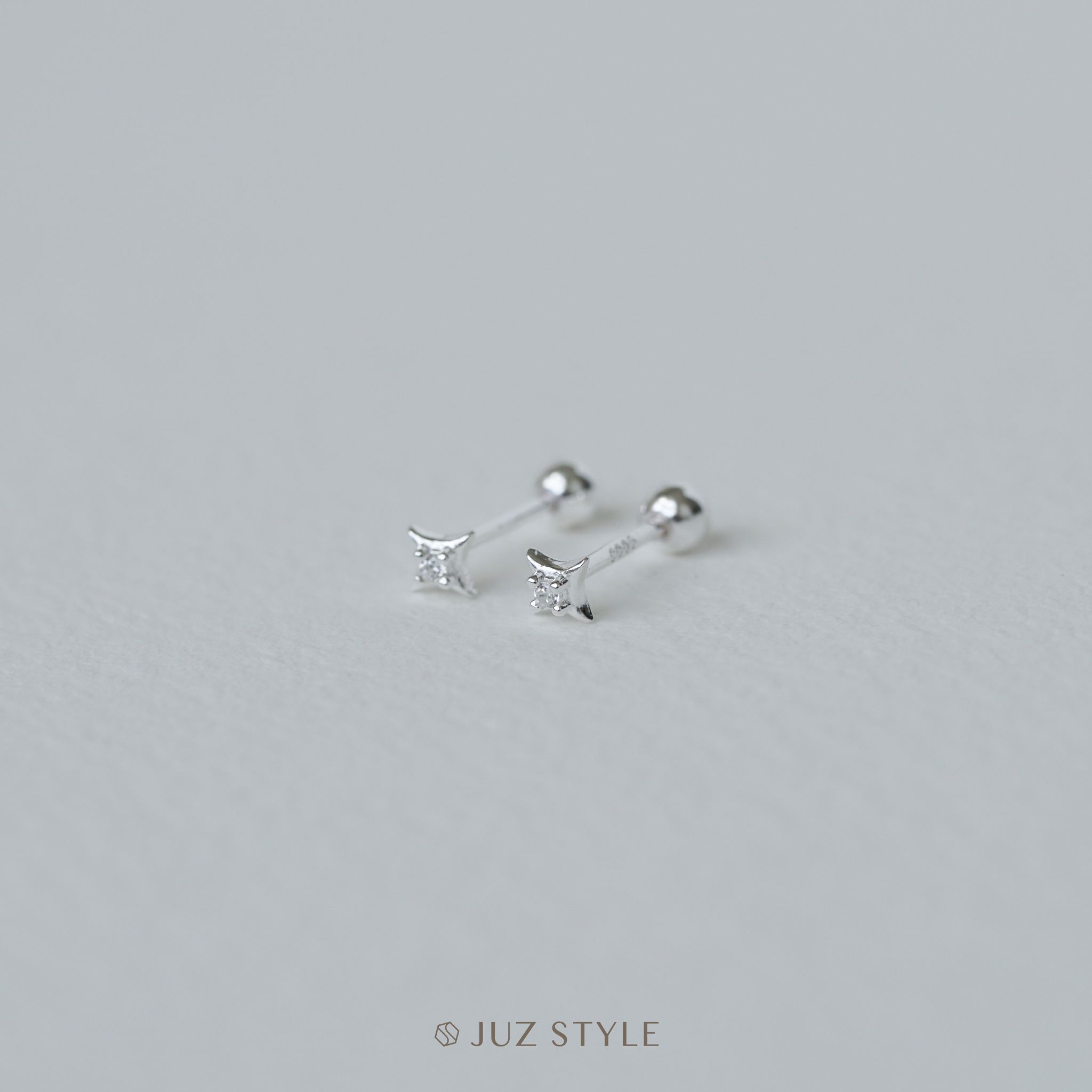  Bông tai bạc Light Cz Ballstuds 