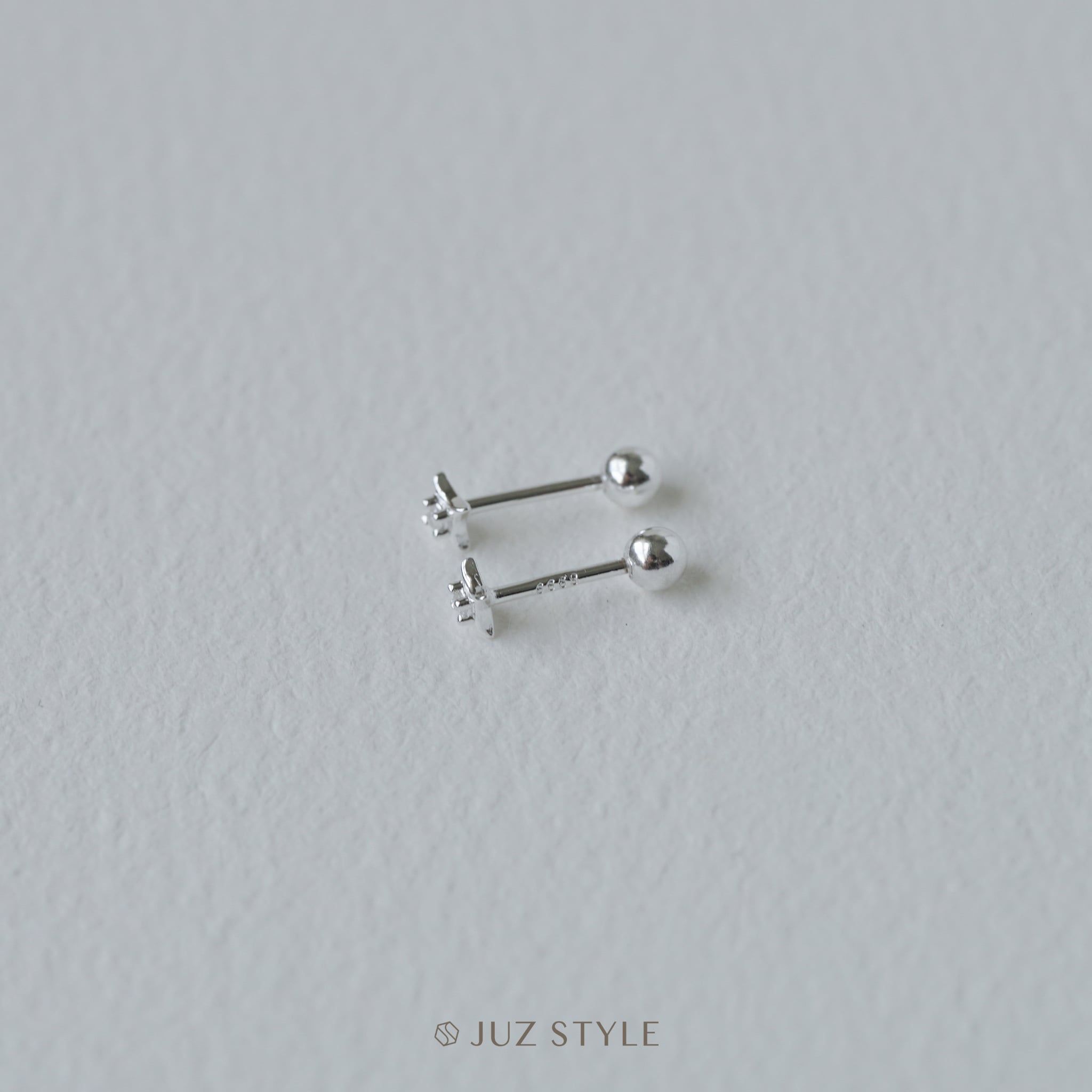  Bông tai bạc Light Cz Ballstuds 