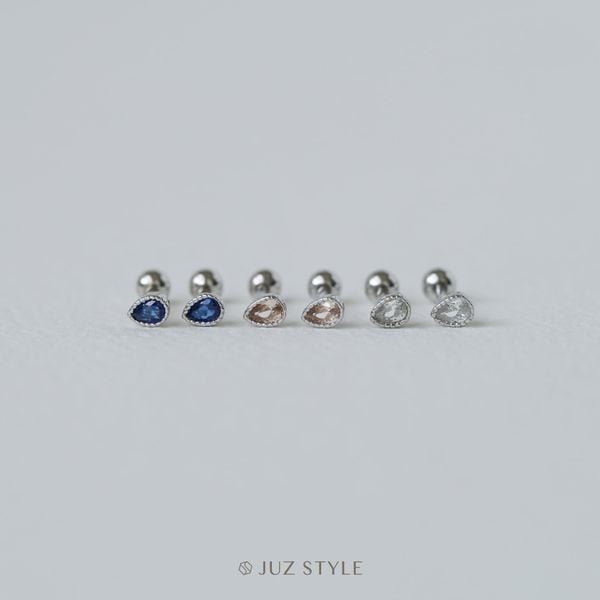 Bông tai bạc Water drop ballstuds 