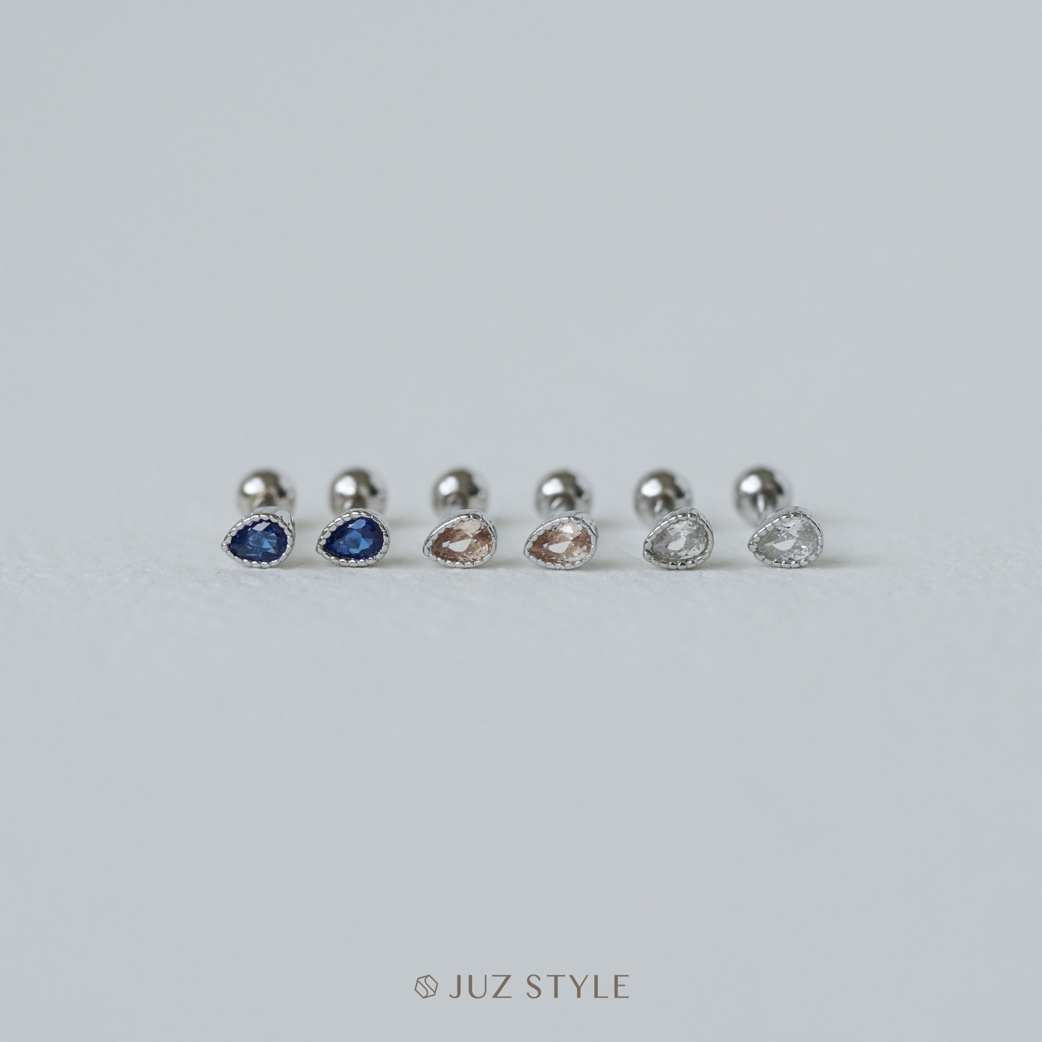  Bông tai bạc Water drop ballstuds 