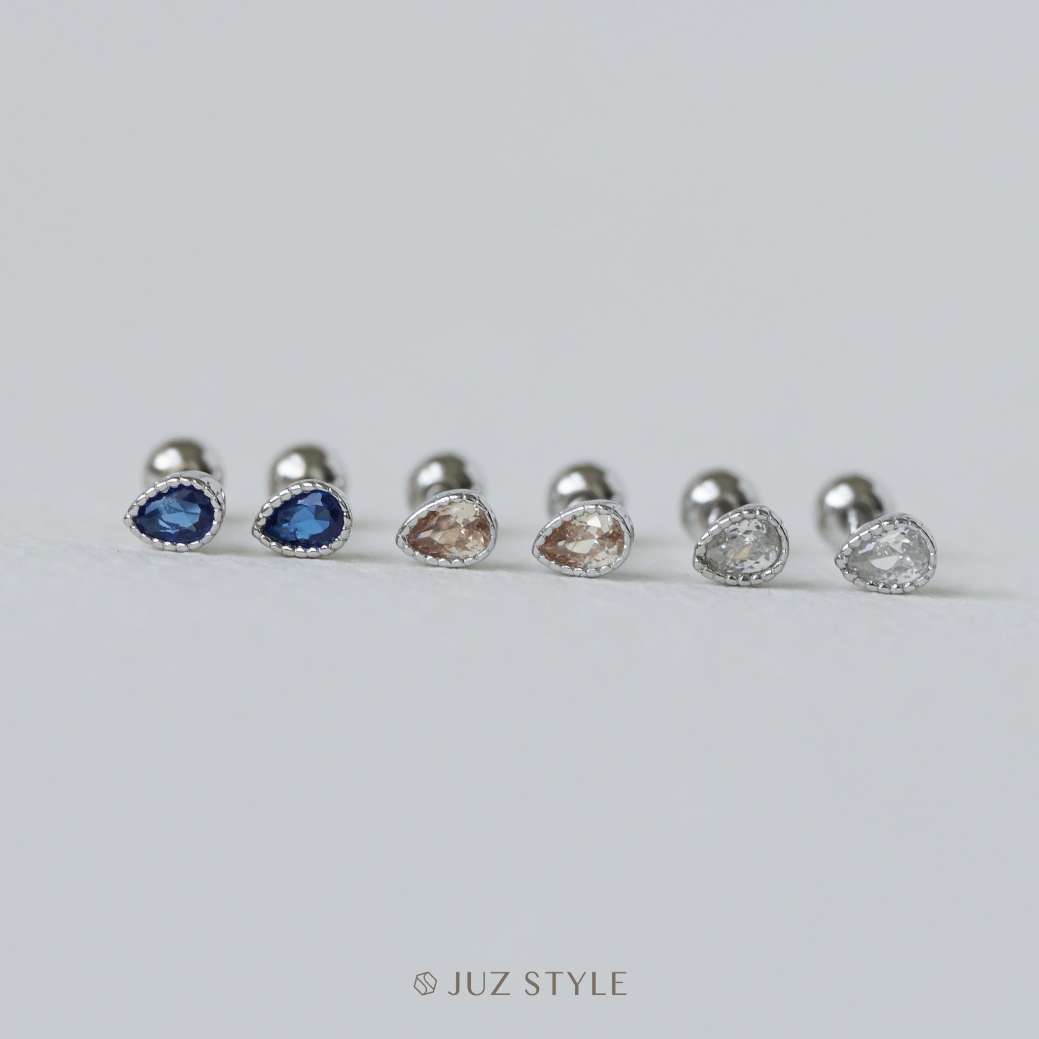  Bông tai bạc Water drop ballstuds 