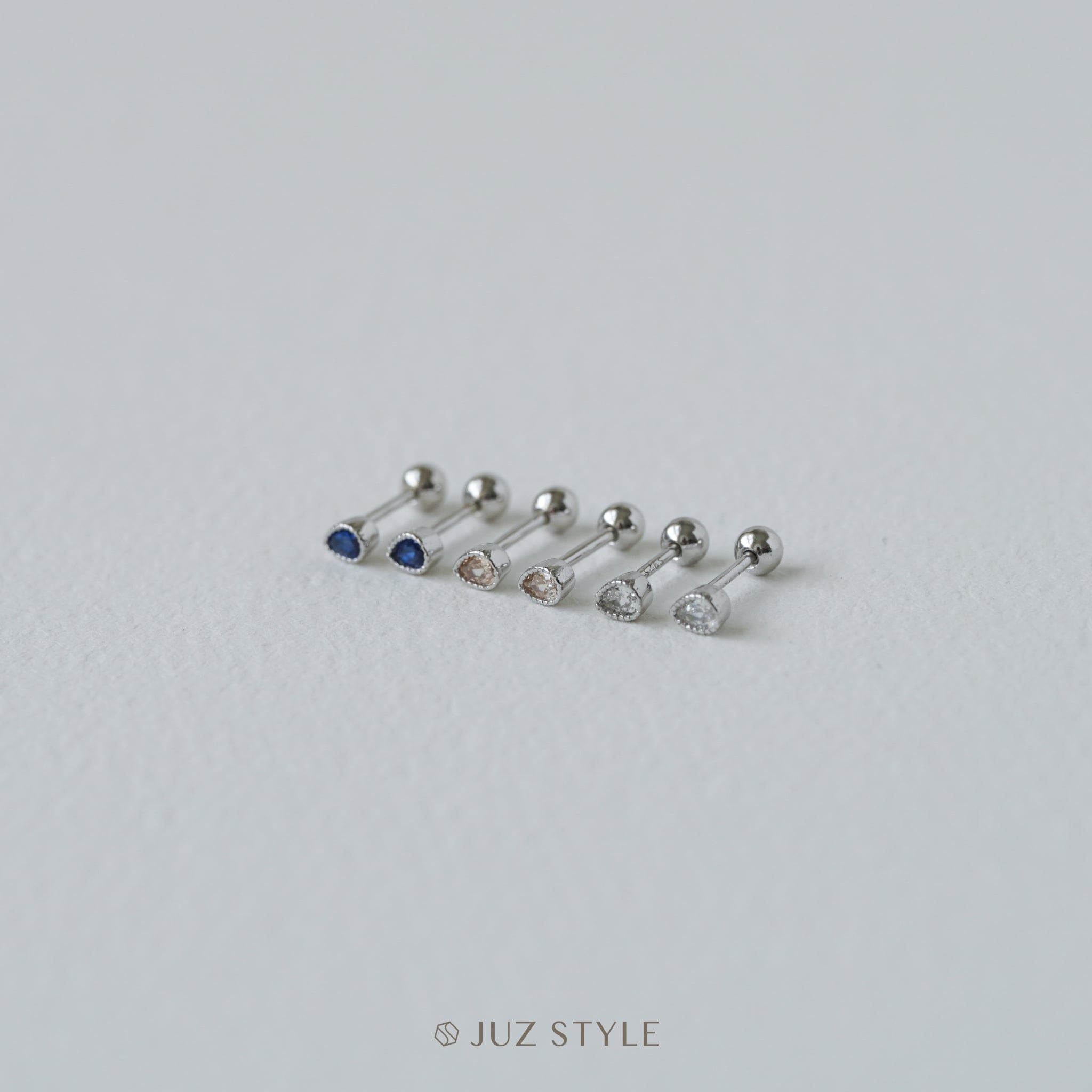  Bông tai bạc Water drop ballstuds 