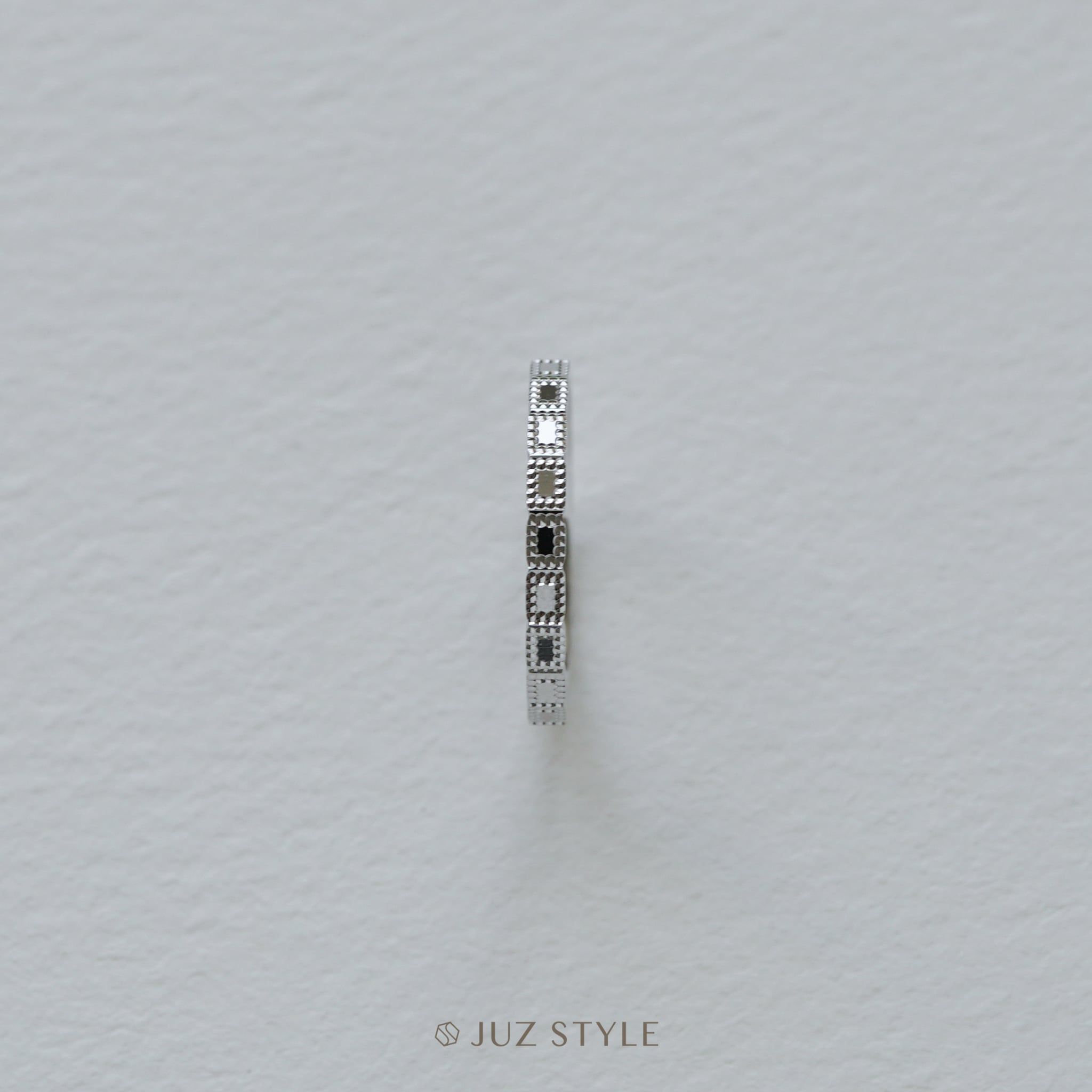  Nhẫn bạc Rectangle Cutting 