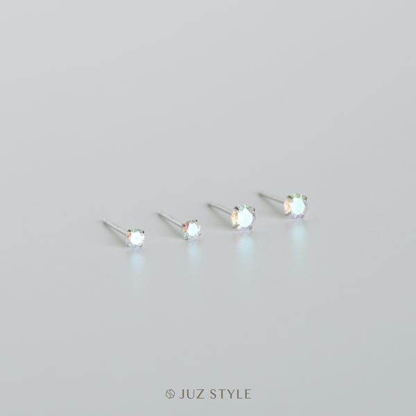  Bông tai bạc Rainbow Crystal 