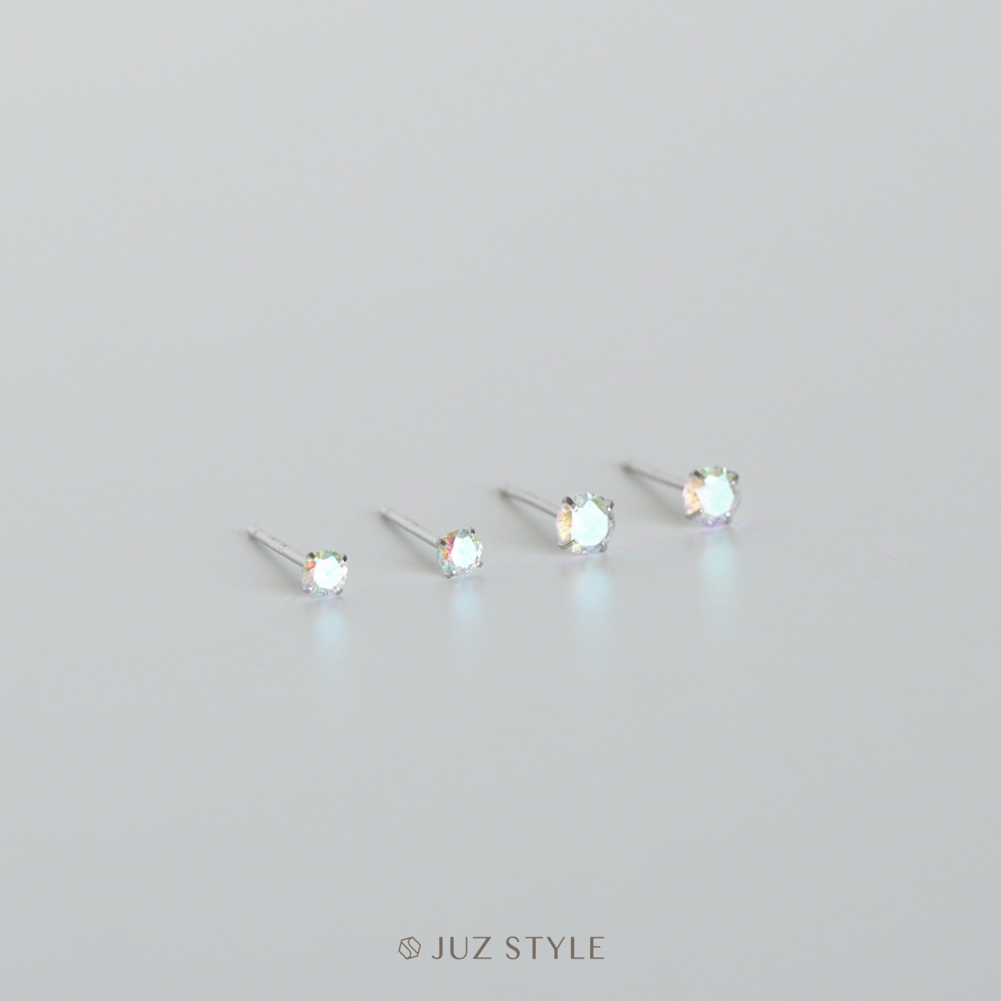  Bông tai bạc Rainbow Crystal 