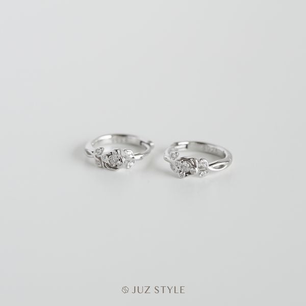  Bông tai bạc Cz rose hoop 