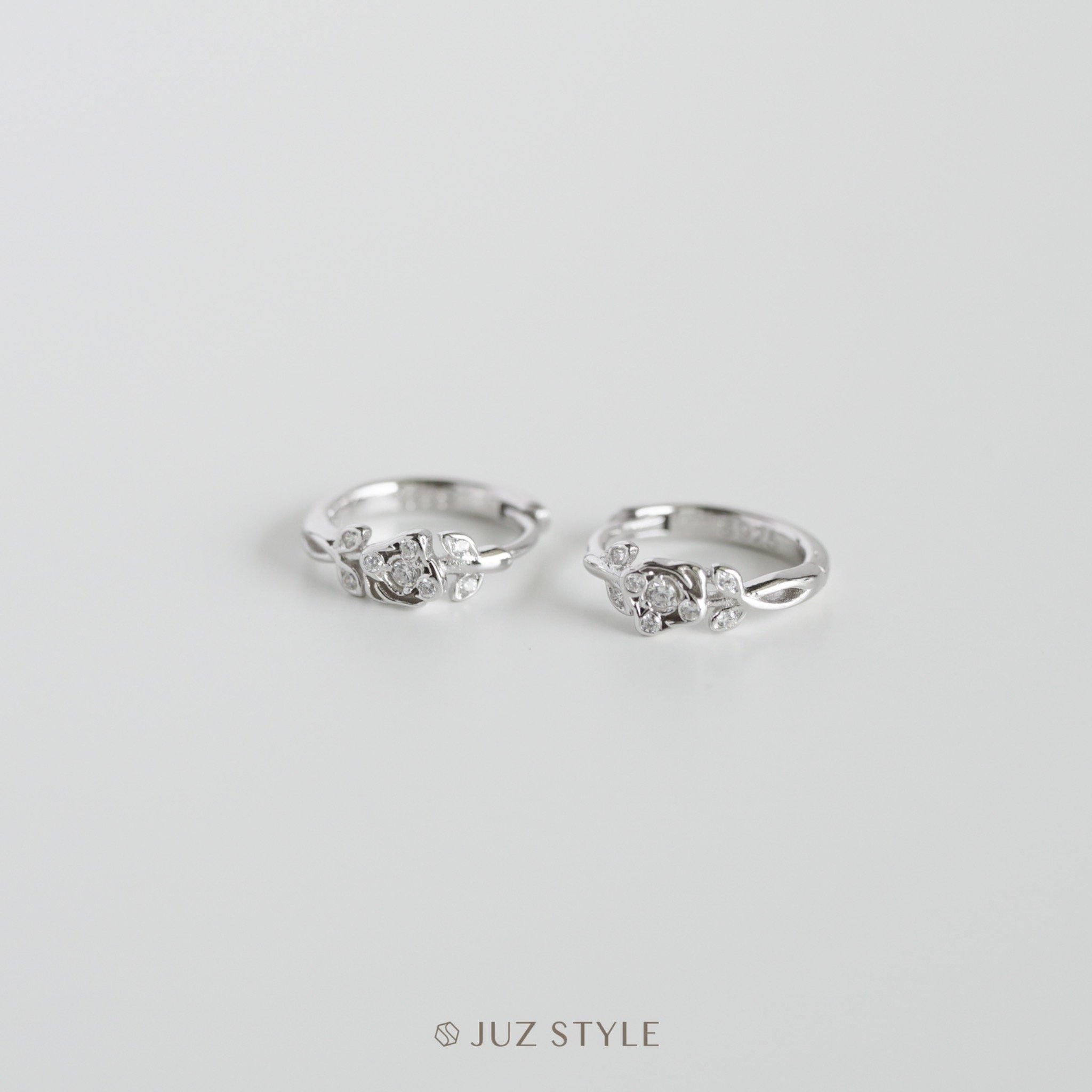  Bông tai bạc Cz rose hoop 
