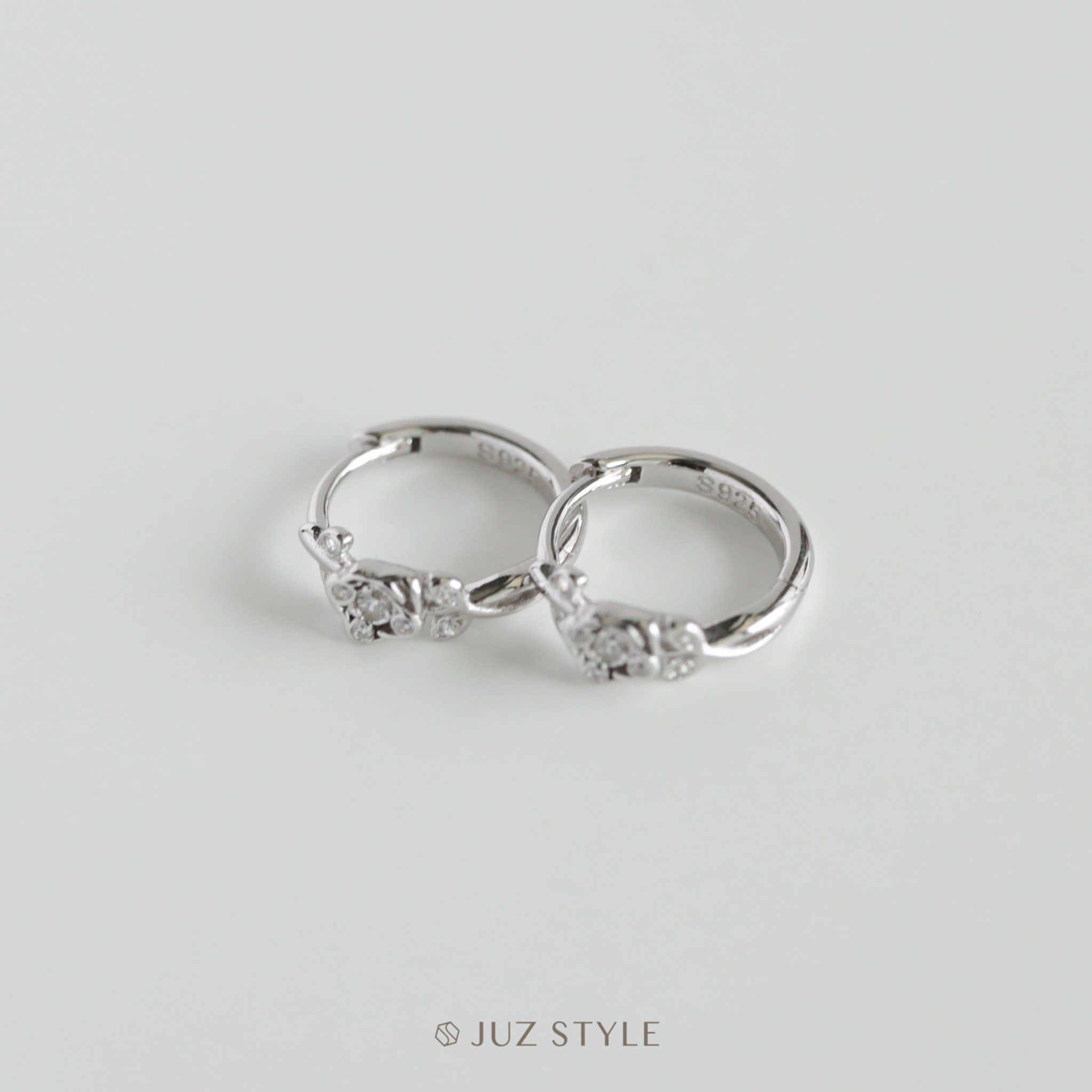  Bông tai bạc Cz rose hoop 