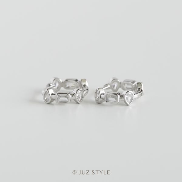  Bông tai bạc Shapes of stone hoop 