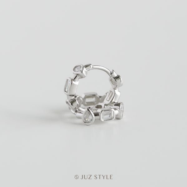  Bông tai bạc Shapes of stone hoop 