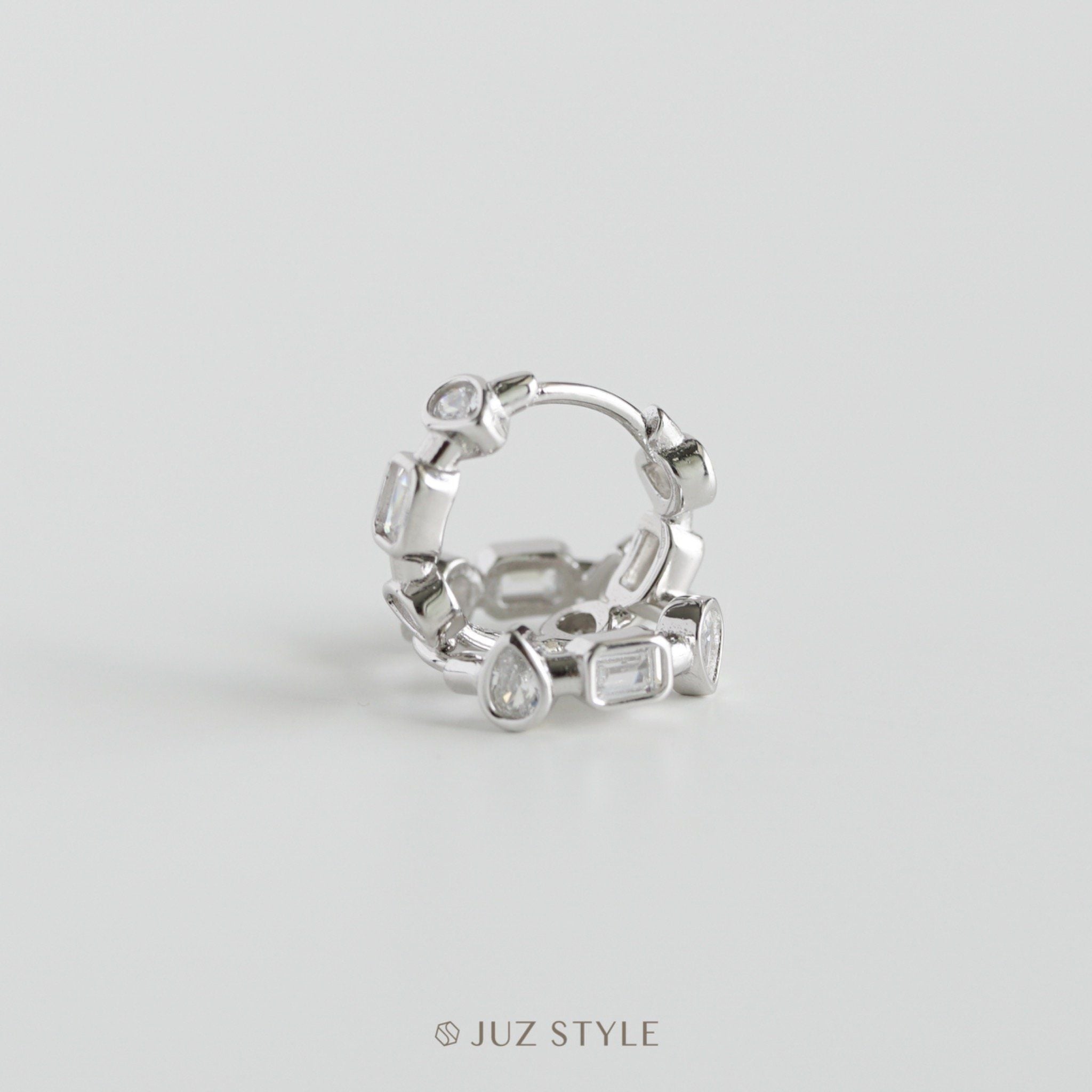  Bông tai bạc Shapes of stone hoop 