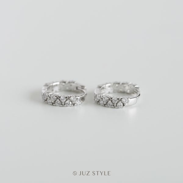  Bông tai bạc Cz zigzag hoop 