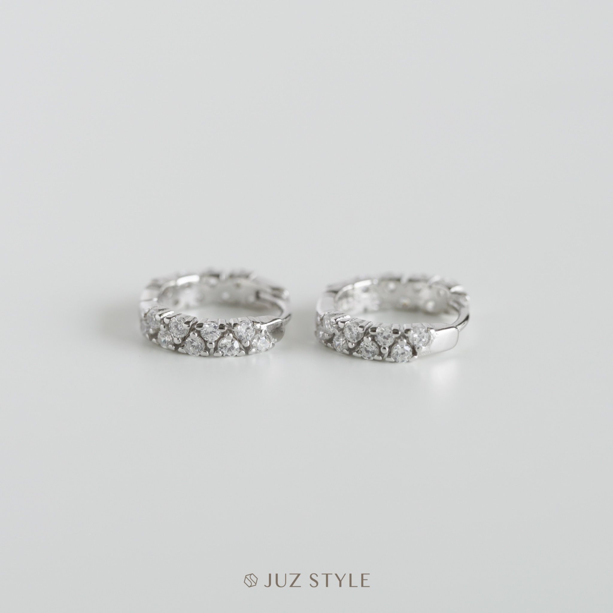  Bông tai bạc Cz zigzag hoop 